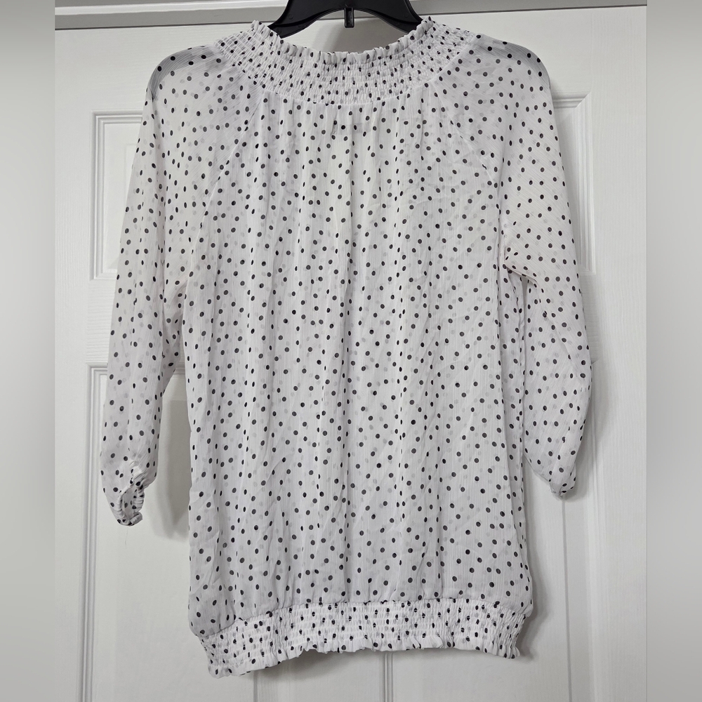Old Navy White Polka Dot Blouse Size M - Picture 8 of 12